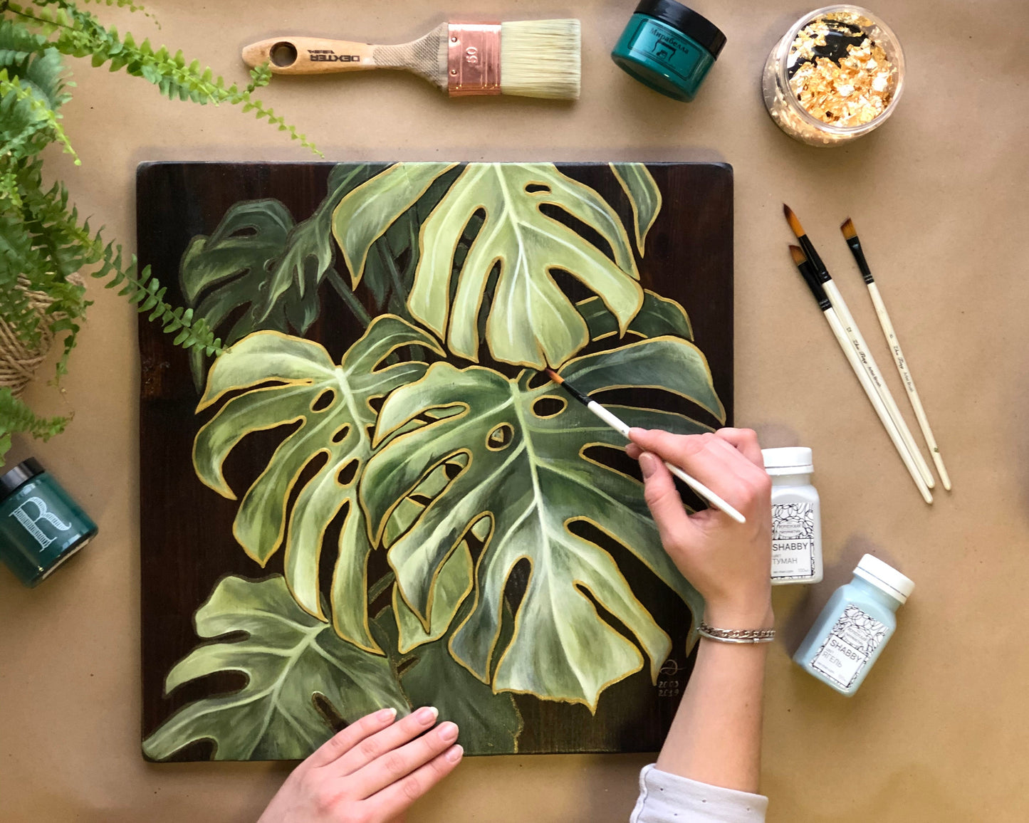 Monstera Stencil + video tutorial