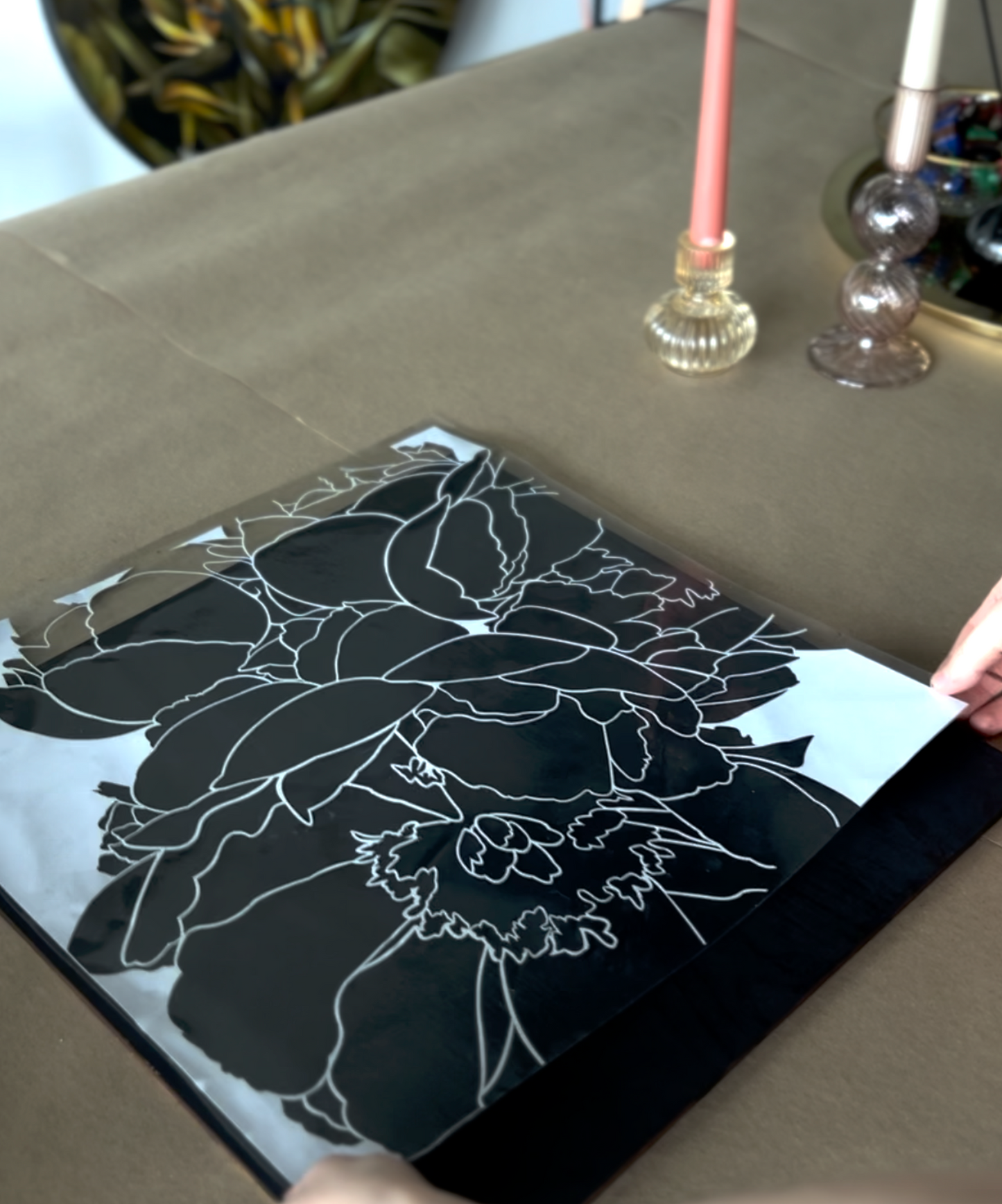 Peony Stencil + video tutorial