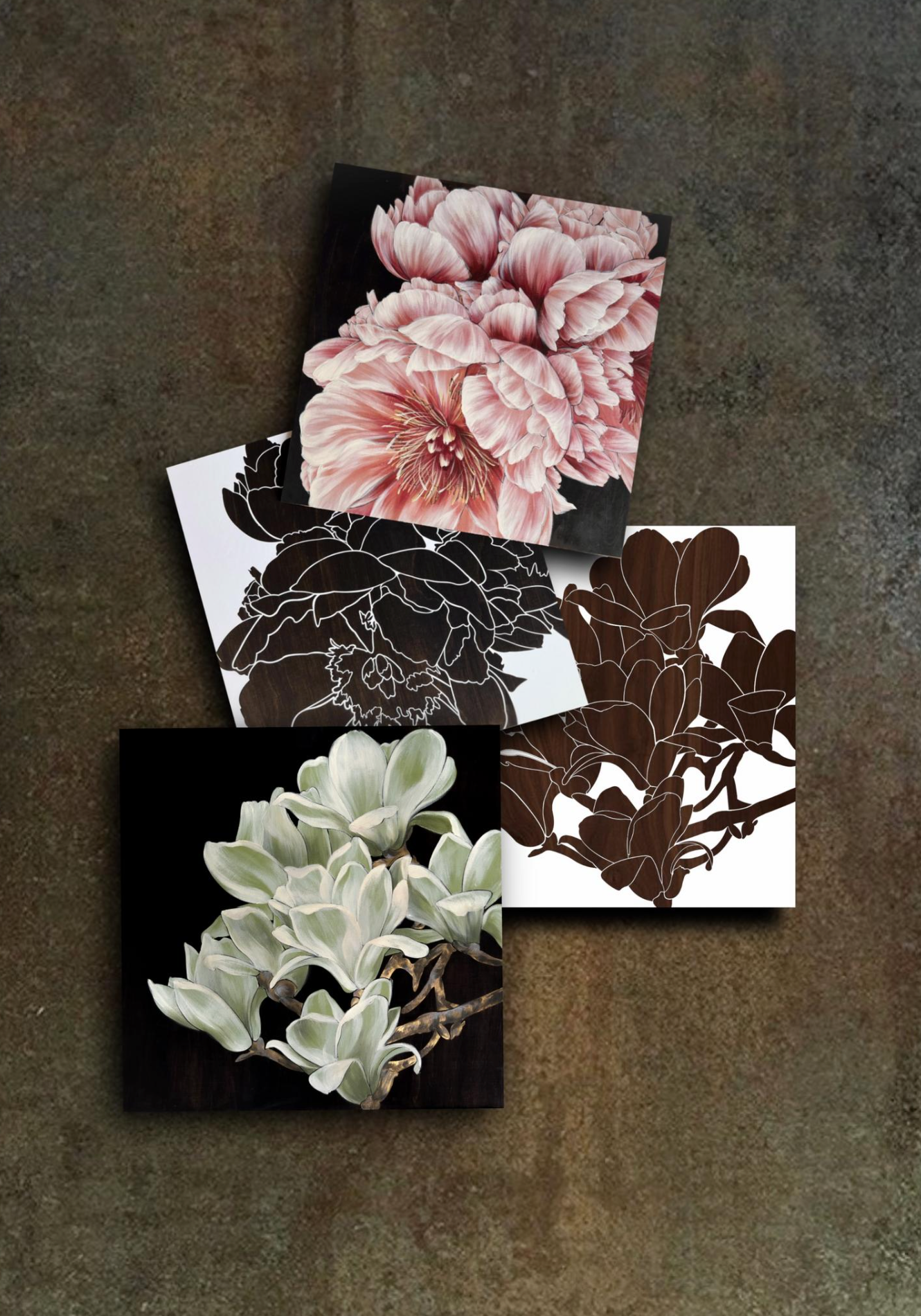 Peony & Magnolia Stencil Duo + video tutorial
