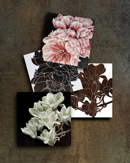 Peony & Magnolia Stencil Duo + video tutorial