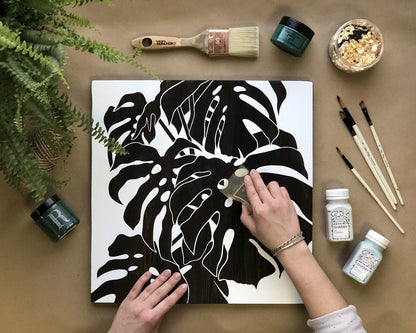 Monstera Stencil + video tutorial